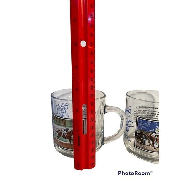 Great Moments at Santa Anita Race Coffee Cups set of 2 Clear with Decal - Picture 9 of 10